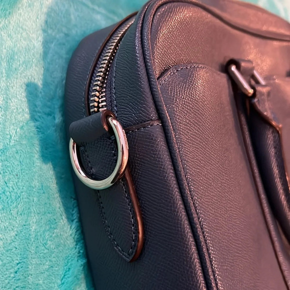 Coach briefcase EUC dark blue with silver hardware with long shoulder strap - Picture 7 of 10